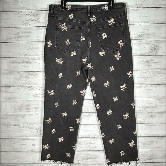 Driftwood Jeans Black Royce Clover Embroidered Button fly Raw Hem 32x26 NWT - Picture 2 of 10